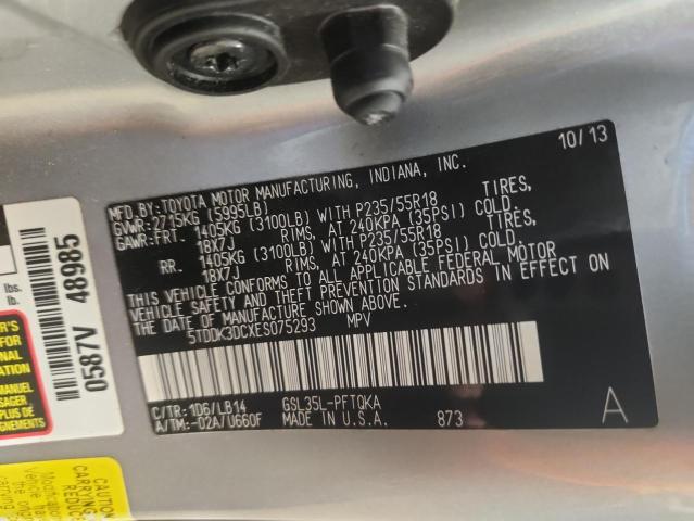 Photo 14 from auction – 2014 TOYOTA SIENNA XLE with VIN 5TDDK3DCXES075293