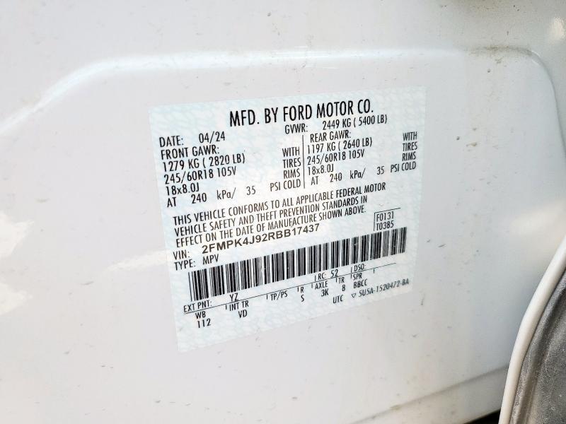 Photo 14 from auction – 2024 FORD EDGE SEL with VIN 2FMPK4J92RBB17437