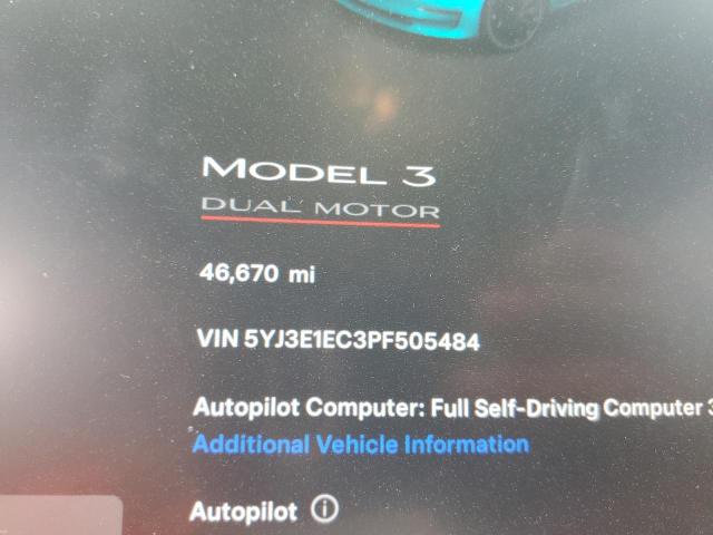 Photo 9 from auction – 2023 TESLA MODEL 3 with VIN 5YJ3E1EC3PF505484