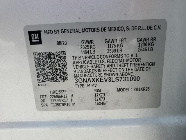 Photo 14 from auction – 2020 CHEVROLET EQUINOX LT with VIN 3GNAXKEV3LS731090