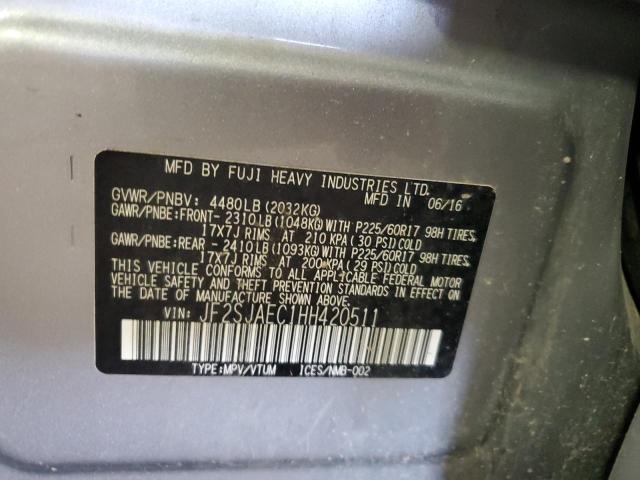 Photo 14 from auction – 2017 SUBARU FORESTER 2.5I PREMIUM with VIN JF2SJAEC1HH420511