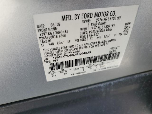 Photo 14 from auction – 2018 FORD EXPLORER XLT with VIN 1FM5K7D88JGC04235