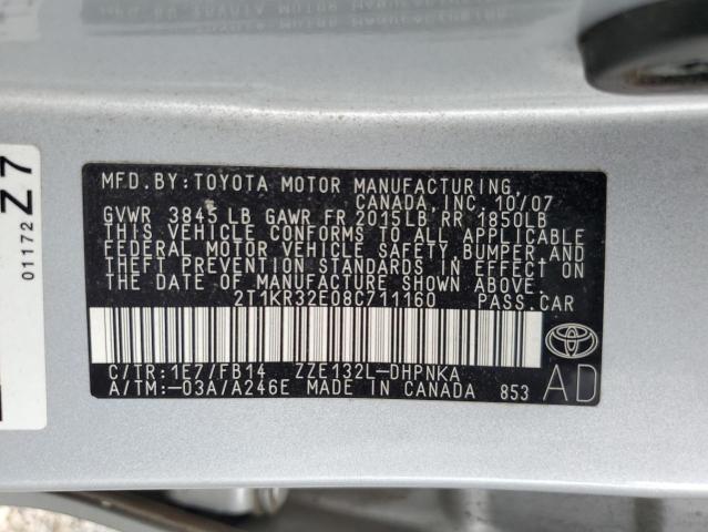 Photo 14 from auction – 2008 TOYOTA COROLLA MA with VIN 2T1KR32E08C711160