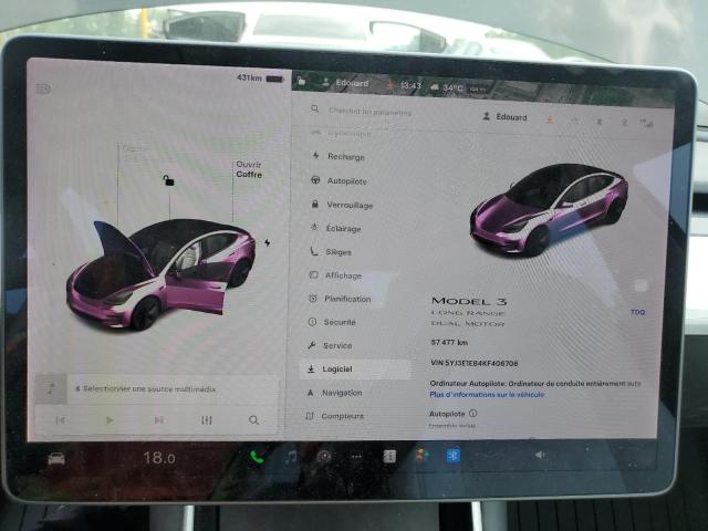 Photo 9 from auction – 2019 TESLA MODEL 3 with VIN 5YJ3E1EB4KF406706
