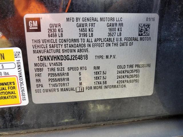 Photo 14 from auction – 2016 CHEVROLET TRAVERSE L with VIN 1GNKVHKD3GJ264818