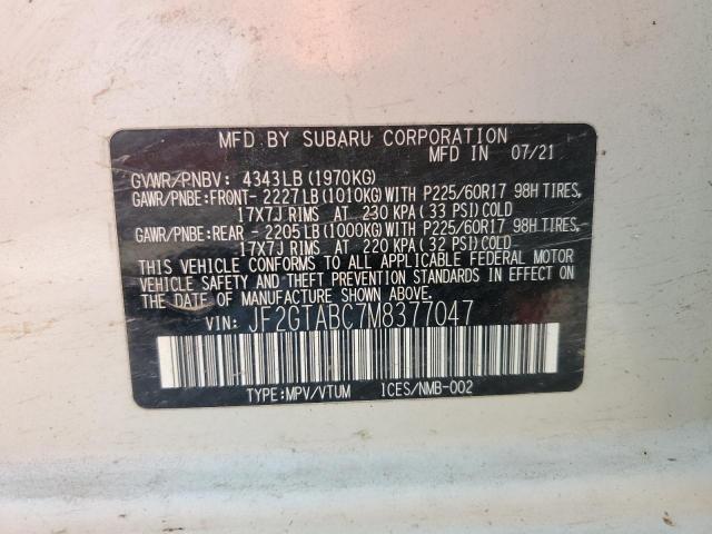 Photo 14 from auction – 2021 SUBARU CROSSTREK with VIN JF2GTABC7M8377047