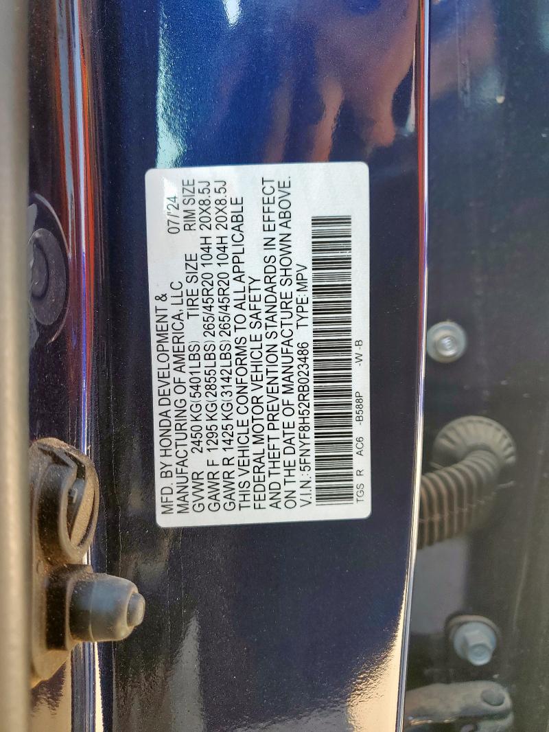 صورة رقم 14 من المزاد - 2024 HONDA PASSPORT E مع VIN 5FNYF8H52RB023486