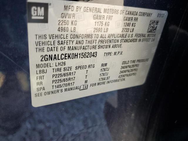 Photo 14 from auction – 2017 CHEVROLET EQUINOX LT with VIN 2GNALCEK0H1562043