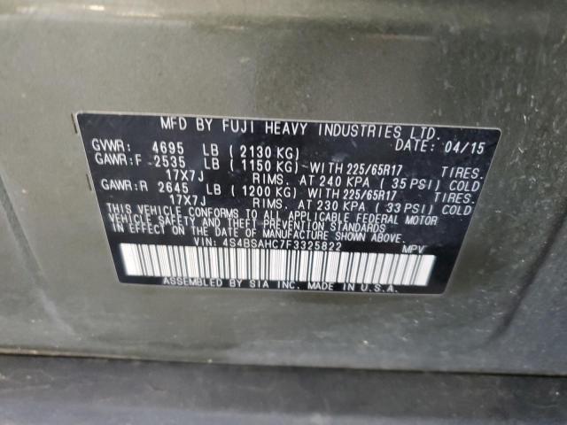 Photo 14 from auction – 2015 SUBARU OUTBACK 2. with VIN 4S4BSAHC7F3325822