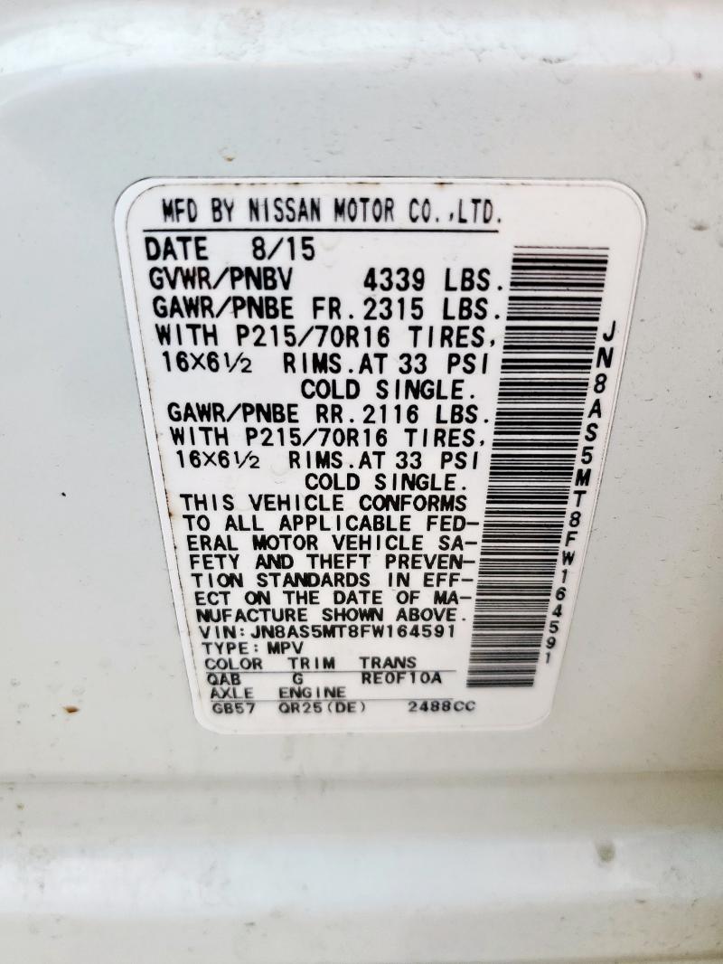 Photo 14 from auction – 2015 NISSAN ROGUE SELE with VIN JN8AS5MT8FW164591