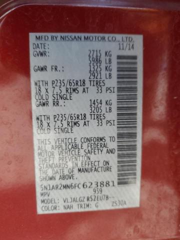 Photo 14 from auction – 2015 NISSAN PATHFINDER S with VIN 5N1AR2MN6FC623881