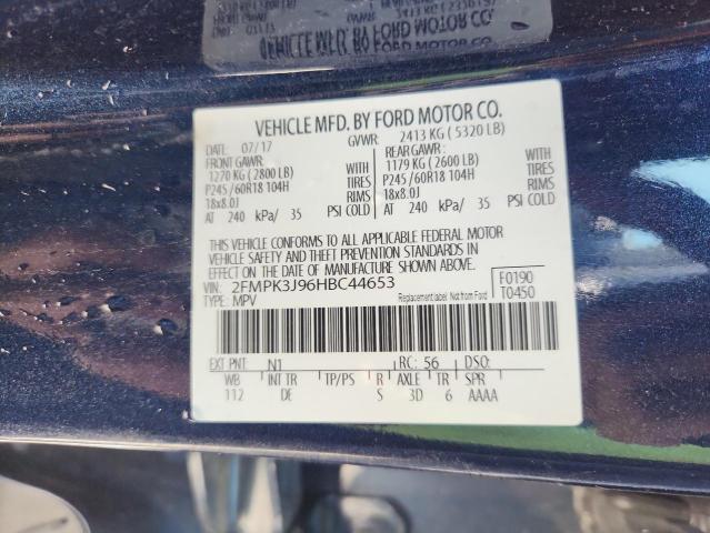 Photo 14 from auction – 2017 FORD EDGE SEL with VIN 2FMPK3J96HBC44653