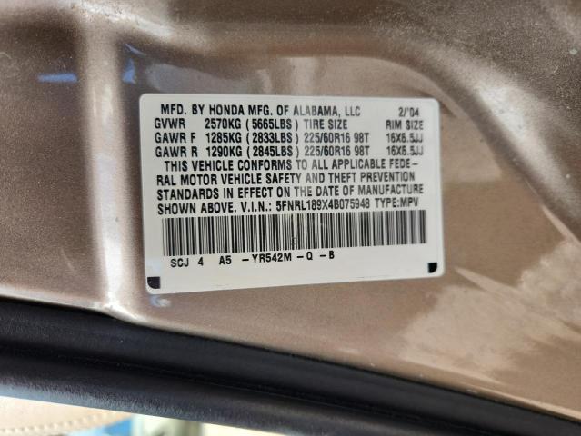 Photo 14 from auction – 2004 HONDA ODYSSEY EX with VIN 5FNRL189X4B075948
