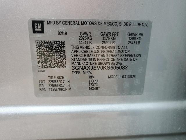 Photo 14 from auction – 2019 CHEVROLET EQUINOX LT with VIN 3GNAXJEV0KS605083