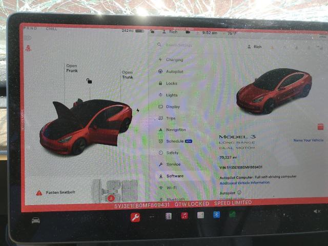 Photo 9 from auction – 2021 TESLA MODEL 3 with VIN 5YJ3E1EB0MF869431