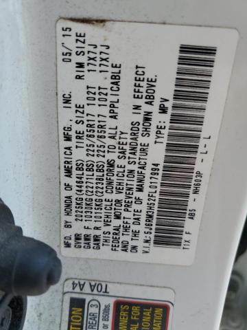 Photo 14 from auction – 2015 HONDA CR-V with VIN 5J6RM3H52FL017994