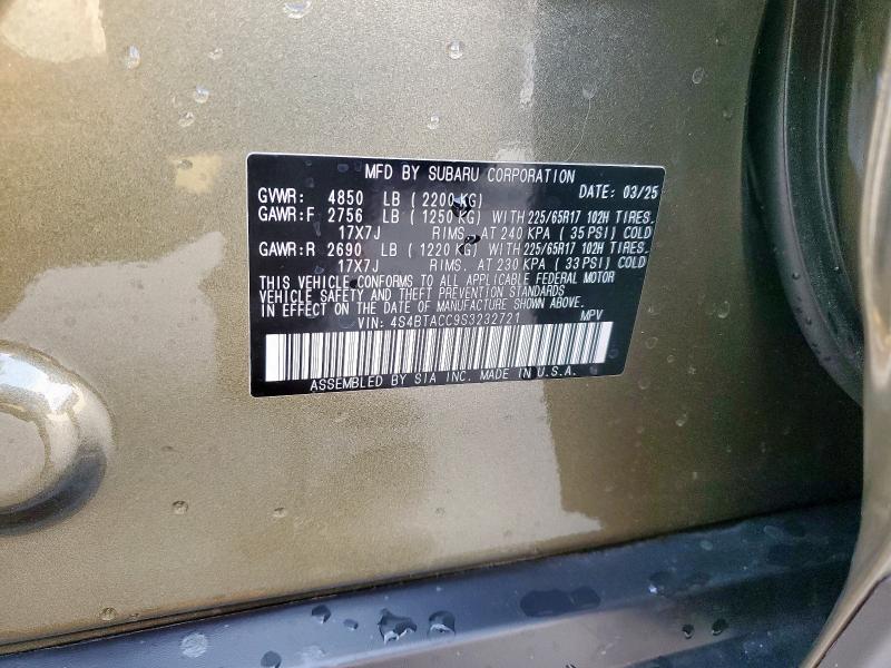 Photo 14 from auction – 2025 SUBARU OUTBACK PR with VIN 4S4BTACC9S3232721