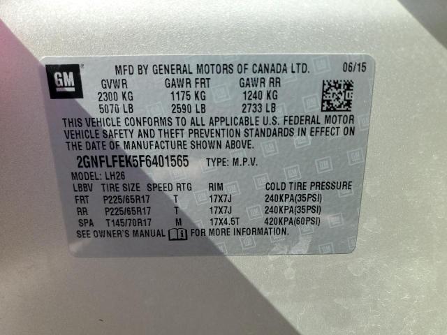 Photo 14 from auction – 2015 CHEVROLET EQUINOX LT with VIN 2GNFLFEK5F6401565