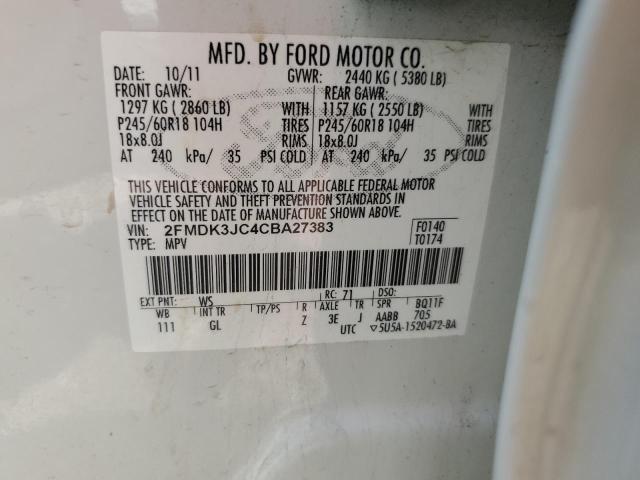 Photo 14 from auction – 2012 FORD EDGE SEL with VIN 2FMDK3JC4CBA27383