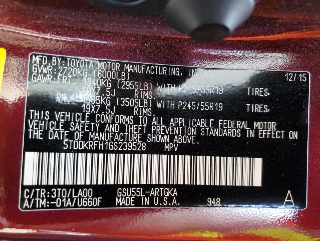 Photo 14 from auction – 2016 TOYOTA HIGHLANDER with VIN 5TDDKRFH1GS239528