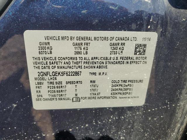 Photo 14 from auction – 2015 CHEVROLET EQUINOX LT with VIN 2GNFLGEK5F6222867