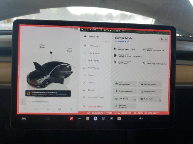 Photo 9 from auction – 2022 TESLA MODEL 3 with VIN 5YJ3E1EBXNF174911