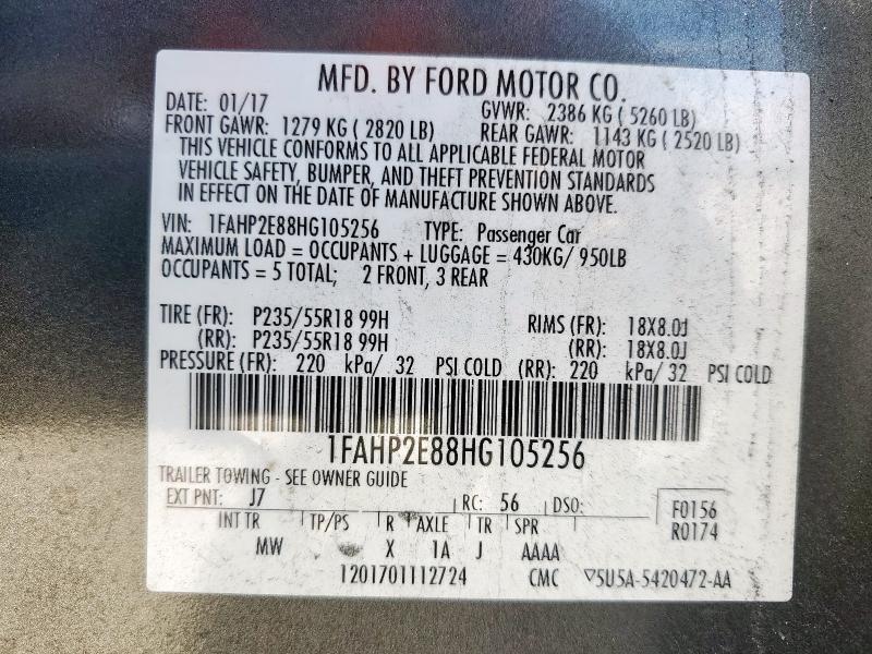 Photo 14 from auction – 2017 FORD TAURUS SEL with VIN 1FAHP2E88HG105256