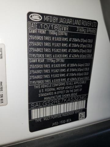 Photo 14 from auction – 2019 LAND ROVER RANGE ROVE with VIN SALGS2RE7KA532340