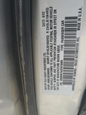 Photo 14 from auction – 2003 SUBARU LEGACY OUT with VIN 4S3BH675437615085