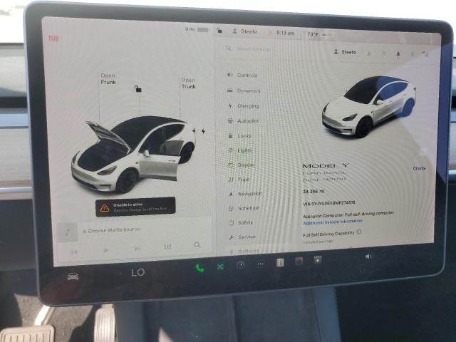 Photo 9 from auction – 2021 TESLA MODEL Y with VIN 5YJYGDEE8MF274516