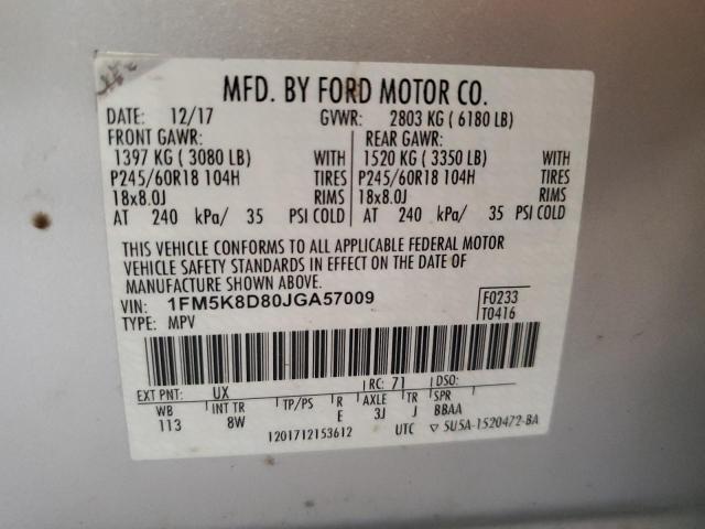 Photo 14 from auction – 2018 FORD EXPLORER XLT with VIN 1FM5K8D80JGA57009