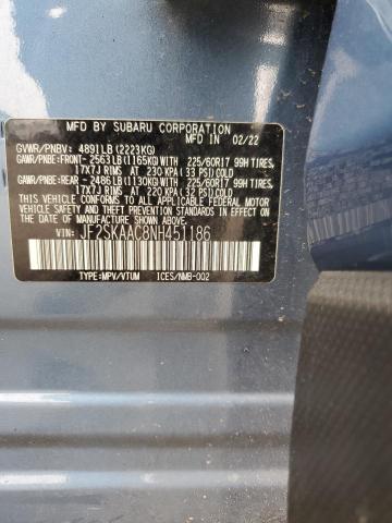 Photo 14 from auction – 2022 SUBARU FORESTER with VIN JF2SKAAC8NH451186