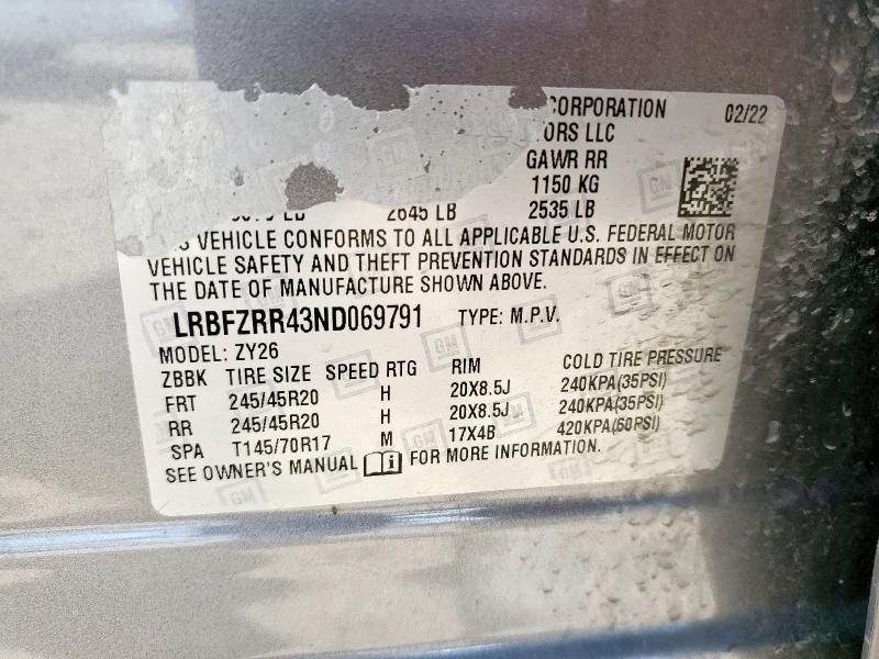 Photo 14 from auction – 2022 BUICK ENVISION A with VIN LRBFZRR43ND069791