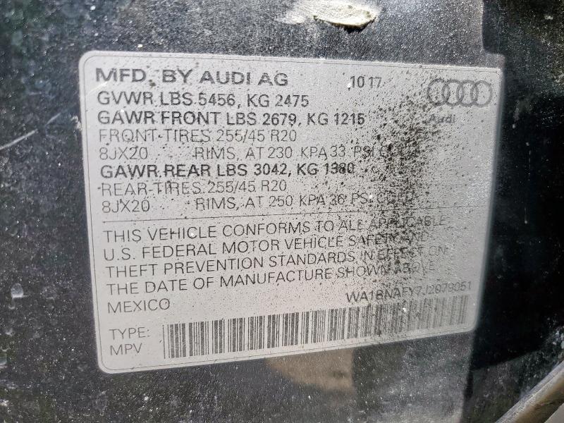 Photo 14 from auction – 2018 AUDI Q5 PREMIUM with VIN WA1BNAFY7J2079051