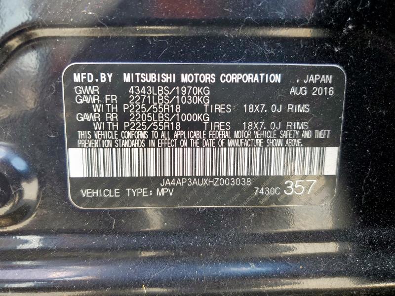 Photo 14 from auction – 2017 MITSUBISHI OUTLANDER with VIN JA4AP3AUXHZ003038