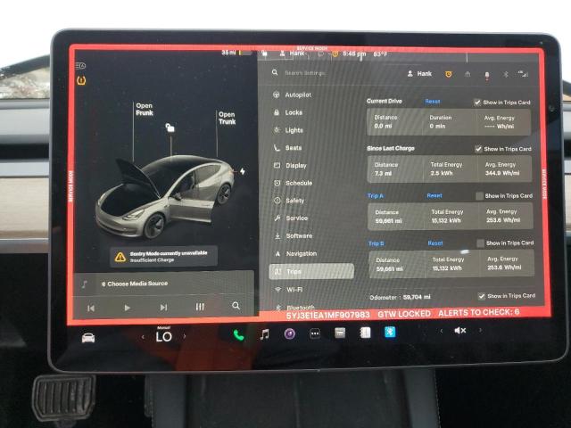 Photo 9 from auction – 2021 TESLA MODEL 3 with VIN 5YJ3E1EA1MF907983