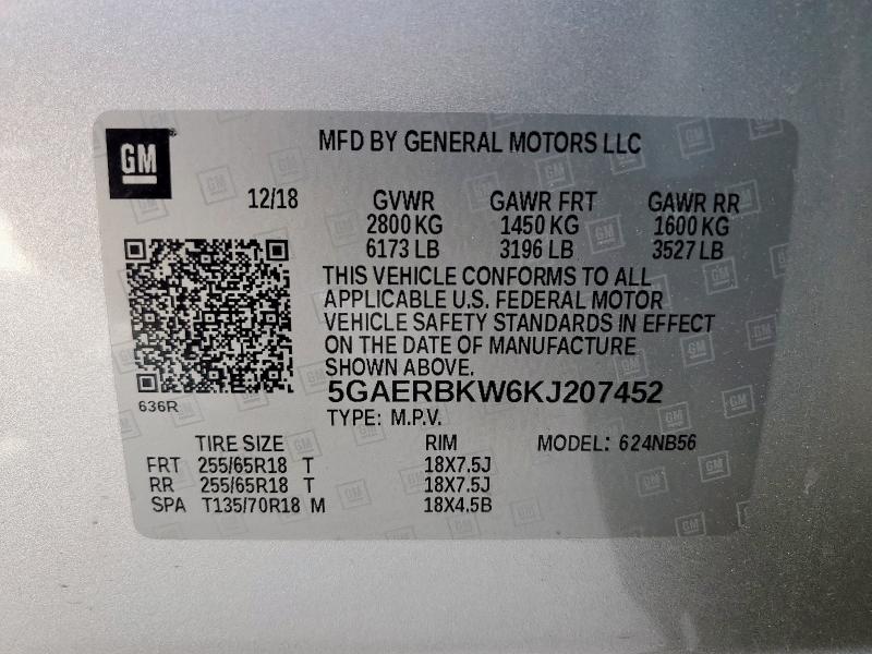 Photo 14 from auction – 2019 BUICK ENCLAVE ES with VIN 5GAERBKW6KJ207452