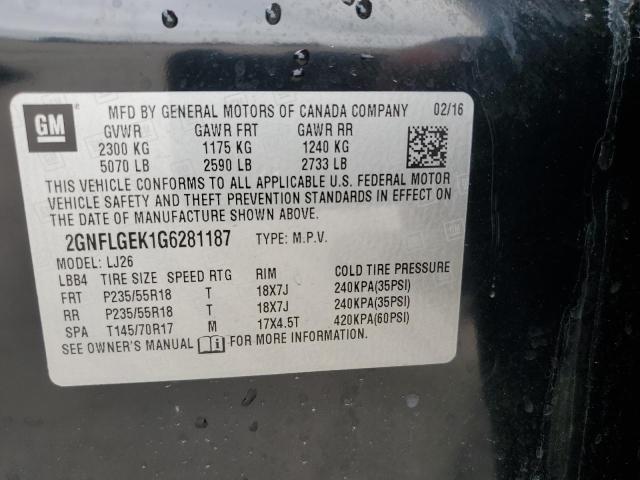 Photo 14 from auction – 2016 CHEVROLET EQUINOX LT with VIN 2GNFLGEK1G6281187