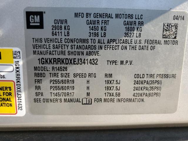Photo 14 from auction – 2014 GMC ACADIA SLT with VIN 1GKKRRKDXEJ341432
