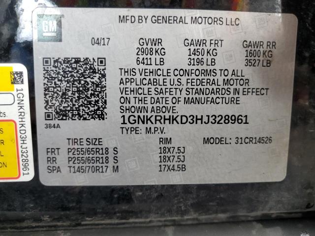 Photo 14 from auction – 2017 CHEVROLET TRAVERSE L with VIN 1GNKRHKD3HJ328961