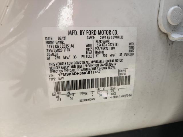 Photo 14 from auction – 2021 FORD EXPLORER X with VIN 1FMSK8DH3MGB77457