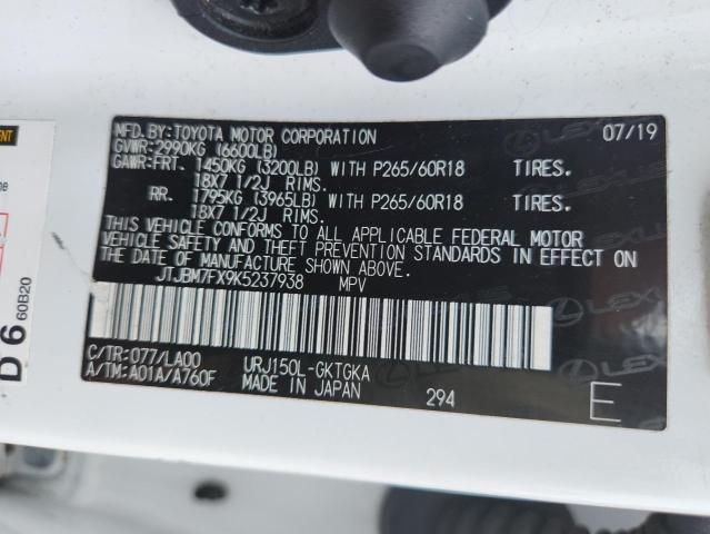Photo 14 from auction – 2019 LEXUS GX 460 with VIN JTJBM7FX9K5237938