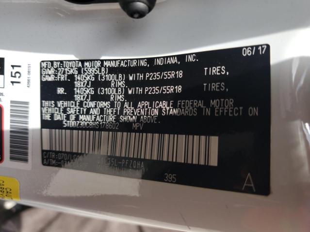 Photo 14 from auction – 2017 TOYOTA SIENNA XLE with VIN 5TDDZ3DC8HS178602