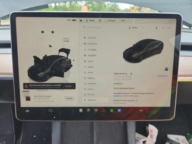 Photo 9 from auction – 2022 TESLA MODEL 3 with VIN 5YJ3E1EB8NF336972