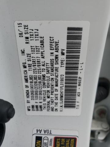 Photo 14 from auction – 2015 HONDA CR-V EXL with VIN 5J6RM3H71FL019673
