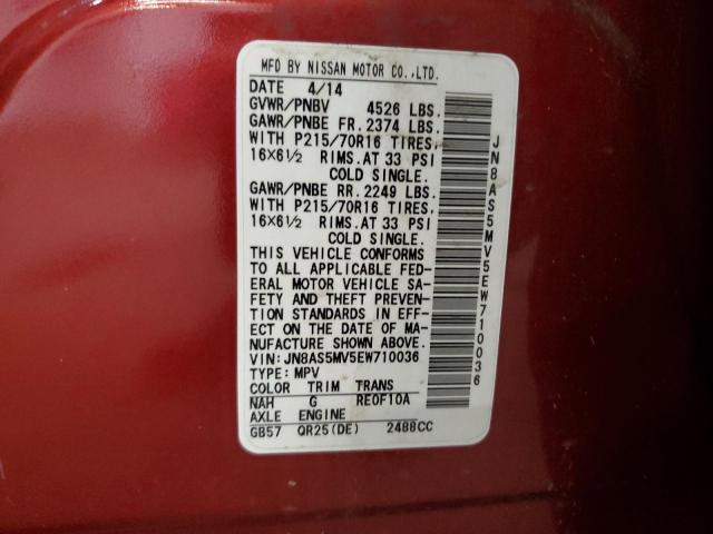 Photo 14 from auction – 2014 NISSAN ROGUE SELECT S with VIN JN8AS5MV5EW710036
