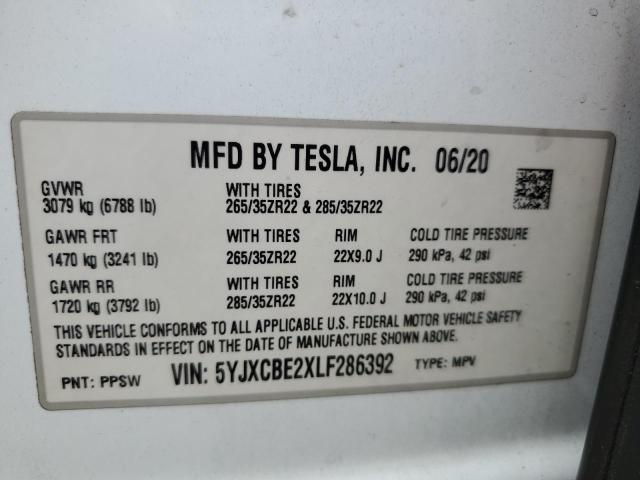 Photo 14 from auction – 2020 TESLA MODEL X with VIN 5YJXCBE2XLF286392