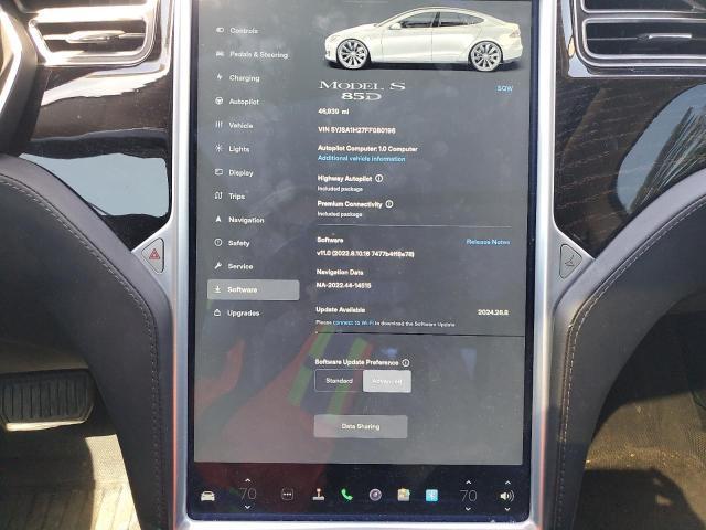 Photo 9 from auction – 2015 TESLA MODEL S 85D with VIN 5YJSA1H27FF080196