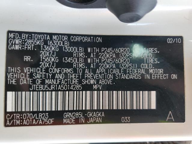Photo 14 from auction – 2010 TOYOTA 4RUNNER SR with VIN JTEBU5JR1A5014285