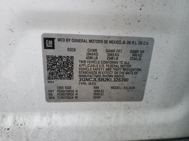 Photo 14 from auction – 2019 CHEVROLET TRAX 1LT with VIN 3GNCJLSB2KL326390